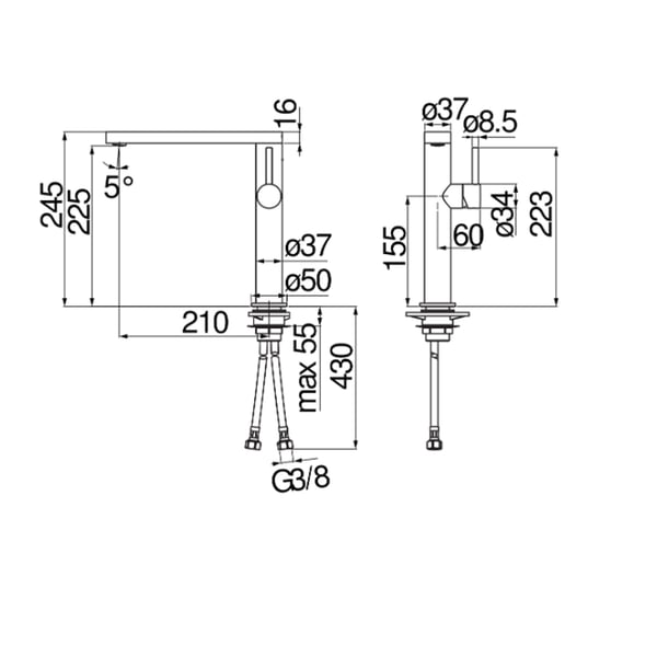 Μπαταρία νεροχύτη Match Chrome-White